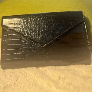 Luxurious Black Crocodile Texture Clutch